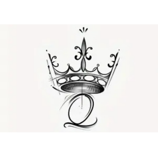 Regal Crown & Monogram Temporary Tattoo