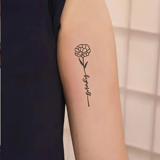 Black Floral Style Temporary Tattoo