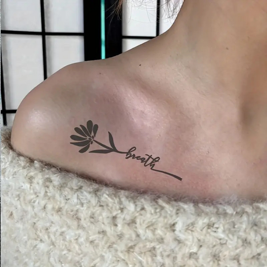 Black Floral Style Temporary Tattoo"Be yourself"