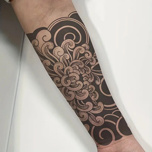 Body Art with Traditional Japanese Floral Tatto