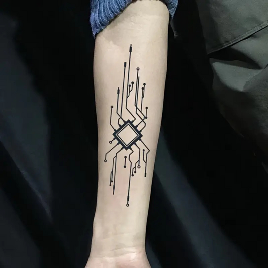 Waterproof Tattoo Intricate Circuit Design
