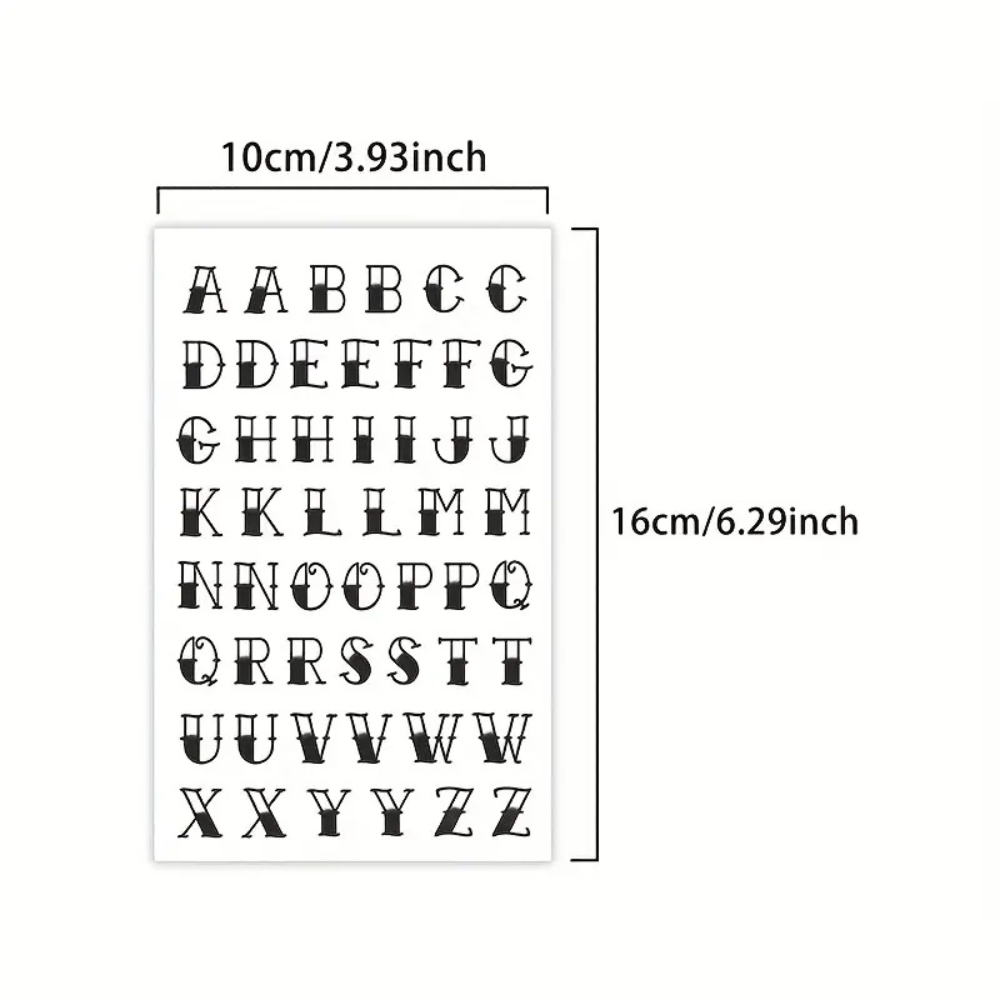 Waterproof Tattoo Stickers Black Alphabet Letters A-Z