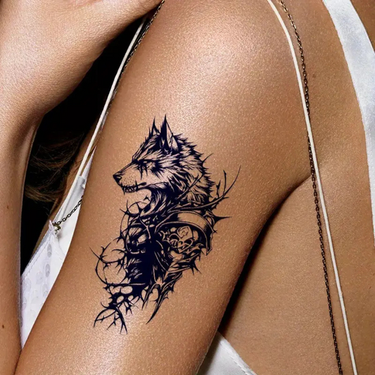 Semi Permanent Warrior Wolf Tattoo