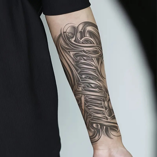 Large Trendy Floral Arm Tattoo