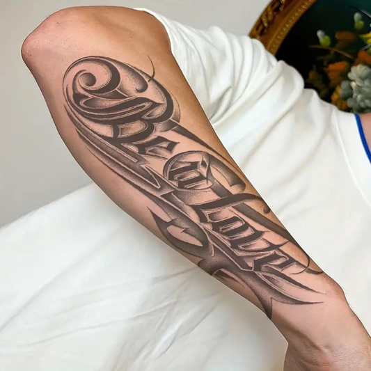 Large Trendy Floral Arm Tattoo