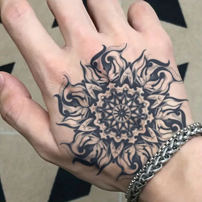 Set of 2 Large Floral Mandala Temporary Tattoos