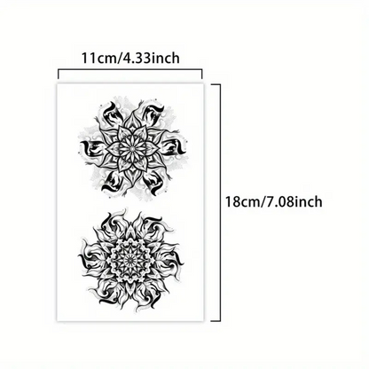 Set of 2 Large Floral Mandala Temporary Tattoos