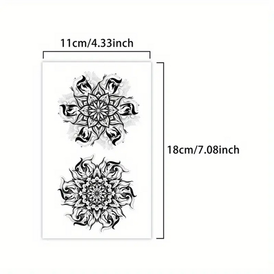 Set of 2 Large Floral Mandala Temporary Tattoos