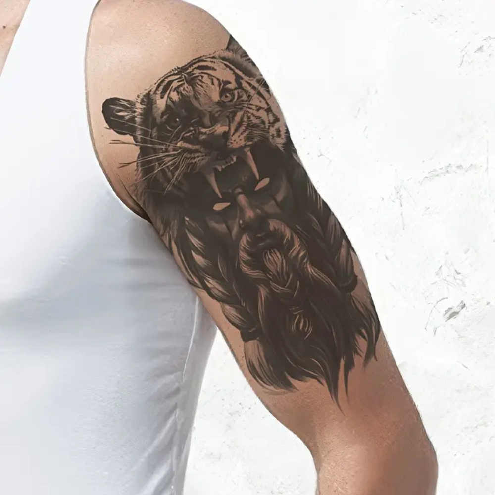 Tiger Head with Human Design Tatoo