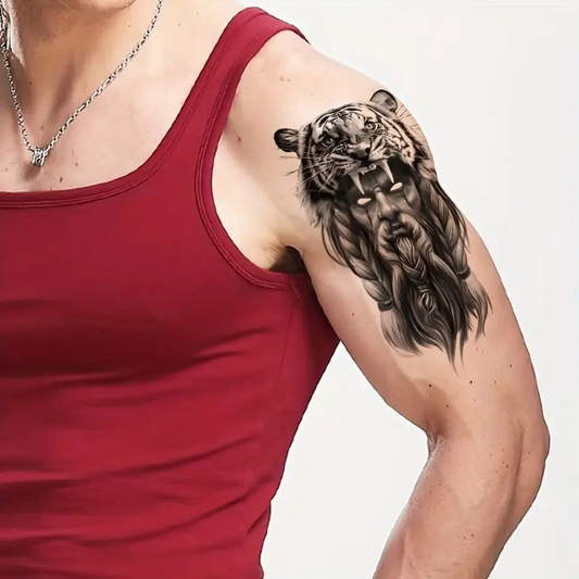Tiger Head with Human Design Tatoo