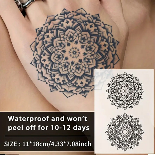Set of 2 Black Mandala Temporary Tattoo
