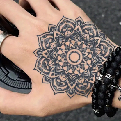 Set of 2 Black Mandala Temporary Tattoo