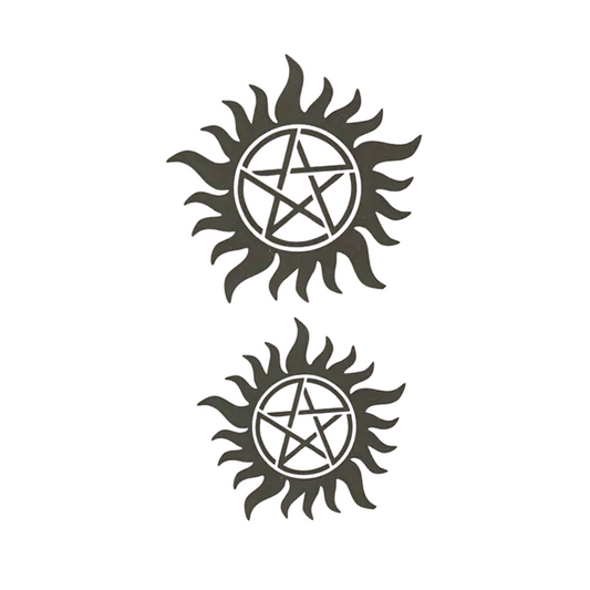 Temporary Tattoo with Star & Flame Design