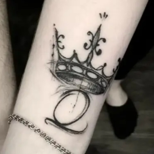 Regal Crown & Monogram Temporary Tattoo