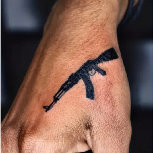 Semi-Permanent Tattoo, Gun, AK47