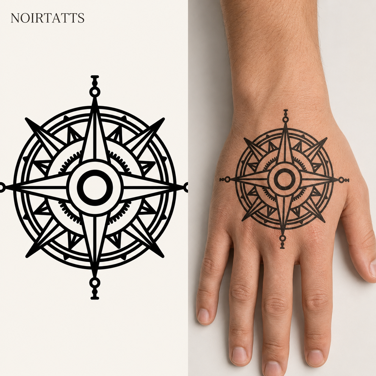 Compass Rose Semi Permanent Tattoo