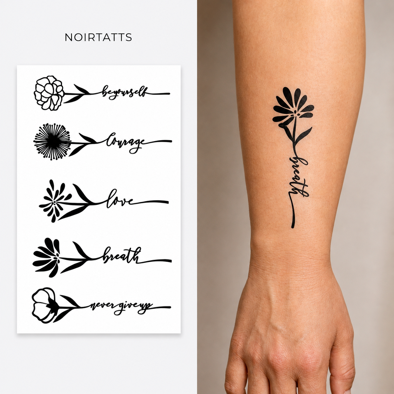 Flower Full Sheet Semi Permanent Tattoo