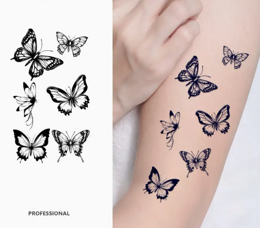 Semi-Permanent Butterfly Design Tattoos